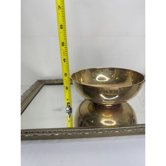 Vintage Solid Brass Pedestal Bowl , Trinket box , Made in India , Brass Planter - Picture 4 of 10